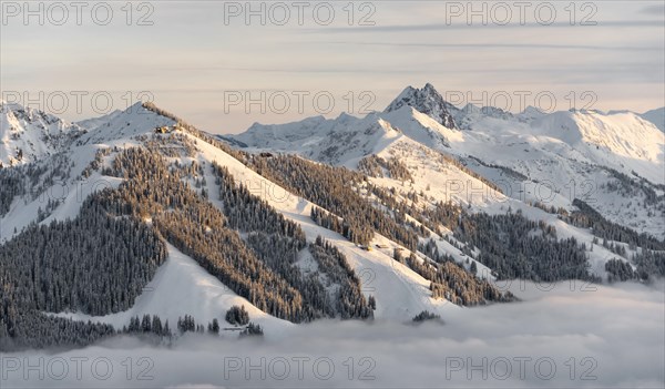 View of snow-covered mountain peaks