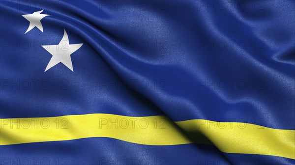 3D illustration of the flag of Curacao waving in the wind