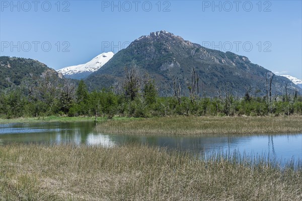 Castillo mountain range and Ibanez river wide valley viewed from the Pan-American Highway