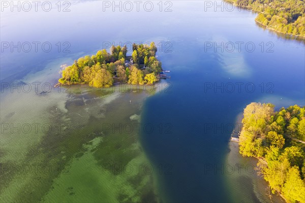 Rose island in the Starnberger See near Feldafing in the morning light