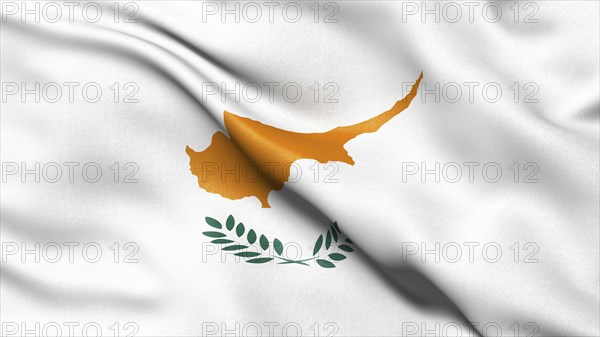 3D representation of the Cypriot flag waving in the wind