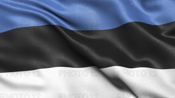 3D representation of the Estonian flag blowing in the wind