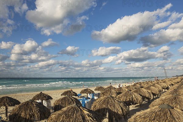 Thatched parasols at a beach in Varadero