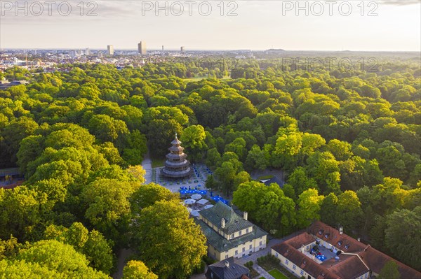 Chinese tower with beer garden