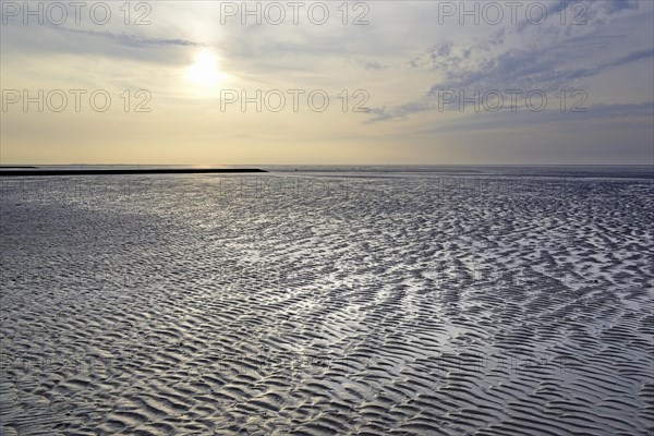 Sunset at the Wadden Sea at low tide