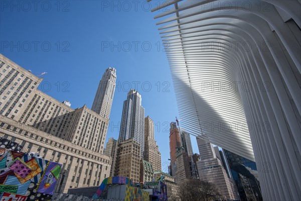 Oculus Station subway station and skyscrapers