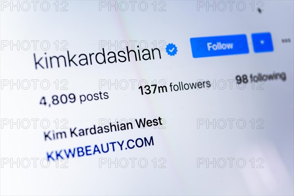 Official Instagram page of Kim Kardashian