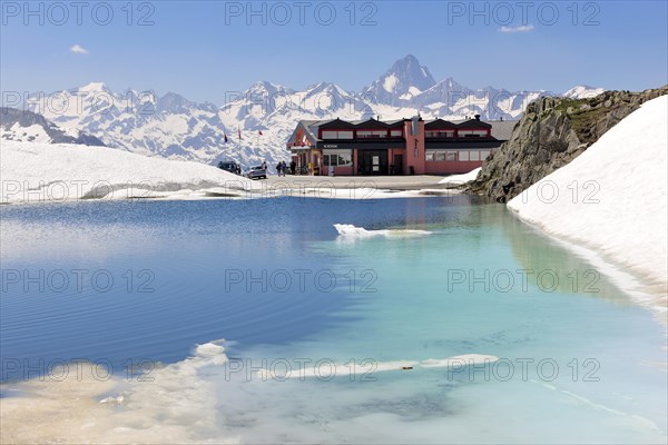 Pass Nufenenpass with snow