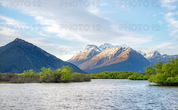 Mountains and lake in the evening light