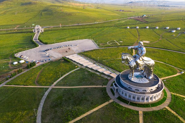 Monumental equestrian statue of Genghis Khan. Tuv province