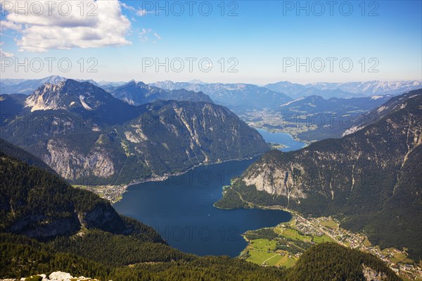 View from the Krippenstein to the Hallstaettersee Obertraun and Hallstatt