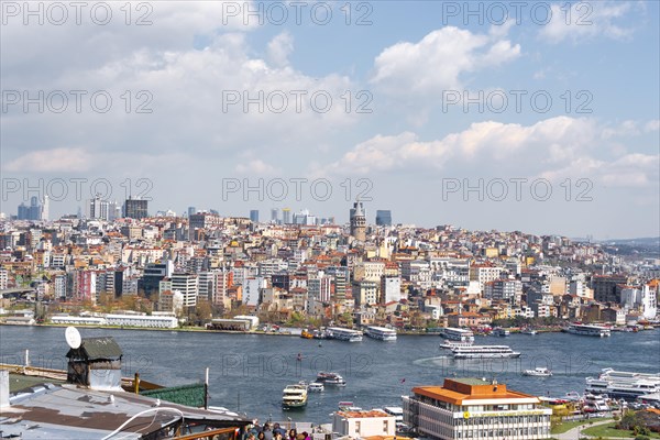 View from Sueleymaniye Mosque over the city with Galata Tower