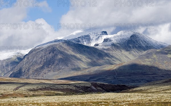 Barren mountain landscape in autumn