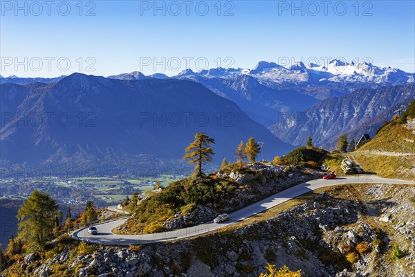 View from the Loser Panoramastrasse into the Ausseerland and to the Dachstein