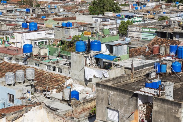 Rooftop cisterns in a backstreet quarter of Cienfuegos