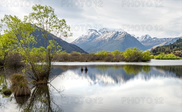 Mountain peaks reflected in the lake