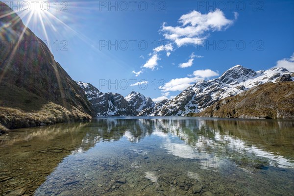 Mountains reflected in lake