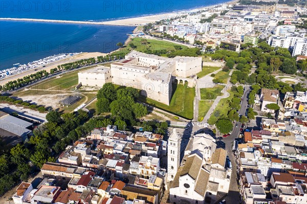 Aerial view of Castello Svevo and Cathedral Basilica of Saint Mary 'Maggiore'