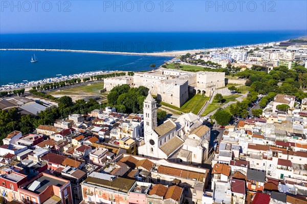 Aerial view of Castello Svevo and Cathedral Basilica of Saint Mary 'Maggiore'