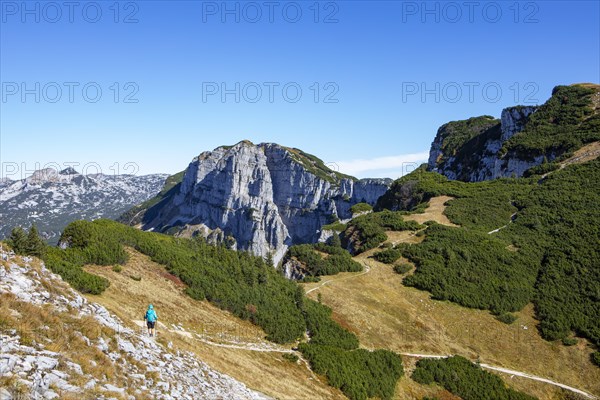 Hiker on the way from Loser to Greimuth