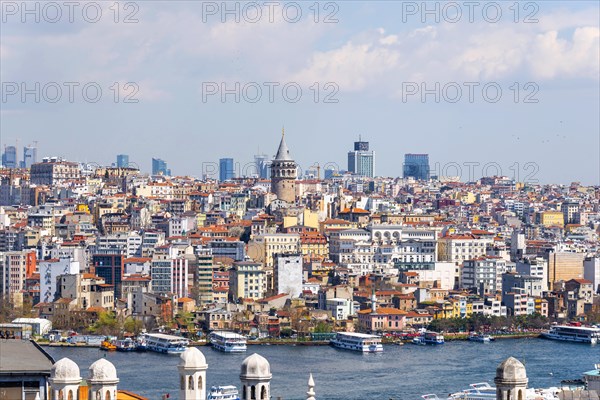 View from Sueleymaniye Mosque over the city with Galata Tower