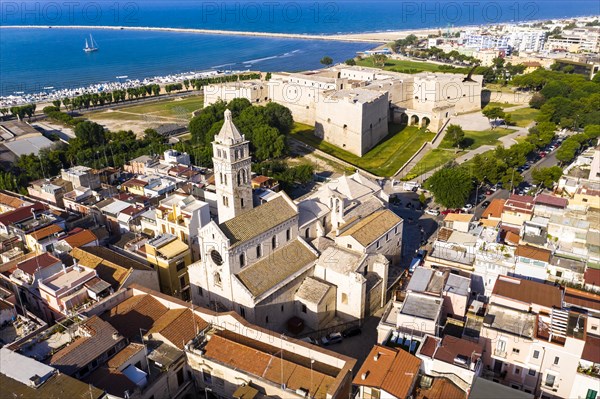 Aerial view of Castello Svevo and Cathedral Basilica of Saint Mary 'Maggiore'