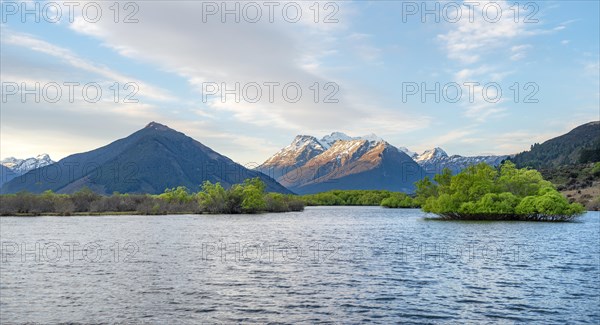 Mountains and lake in the evening light