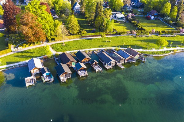 Boathouses and Brahmspromenade at the Starnberger See