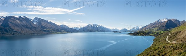 View towards Glenorchy on lake with mountains