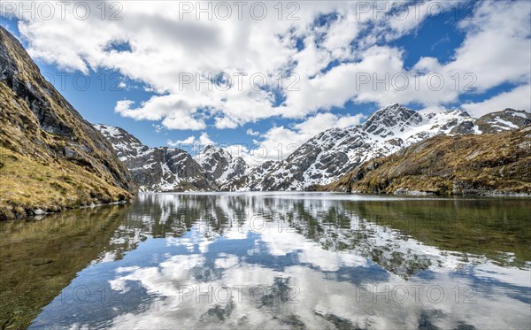 Mountains reflected in lake