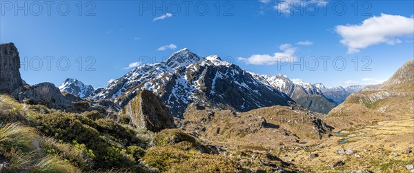 View of surrounding peaks with Mount Xenicus below Lake Harris