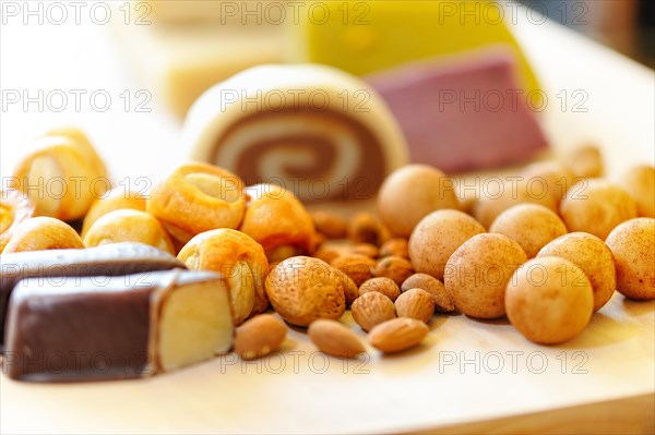 Marzipan potatoes and almond kernels