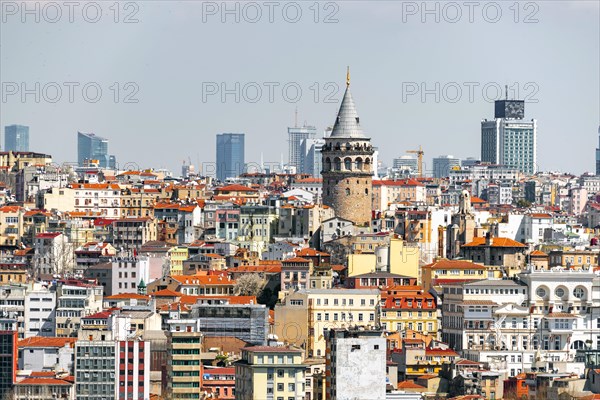 View from Sueleymaniye Mosque over the city with Galata Tower