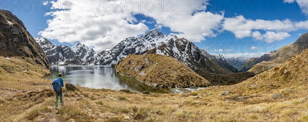 Hiker at Lake Harris