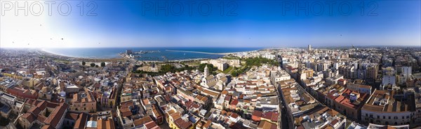 Aerial view of Castello Svevo and Cathedral Basilica of Saint Mary 'Maggiore'