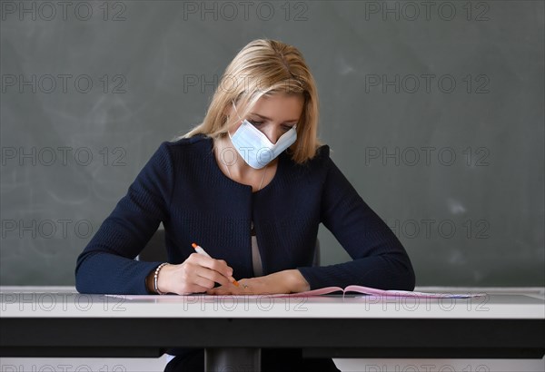 Teacher with face mask