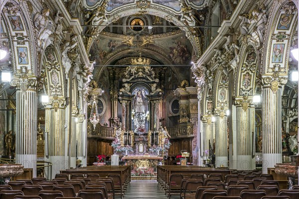 The baroque Sanctuary Santuario Santa Maria del Monte with the black Madonna on the Sacro Monte di Varese