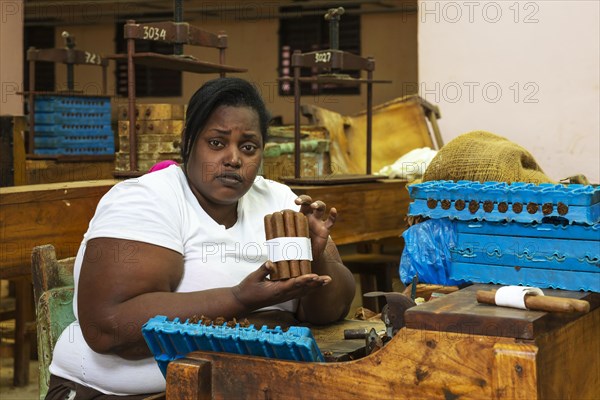 Worker shows cigars