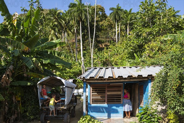 Modest rural dwelling in the lush countryside around Baracoa