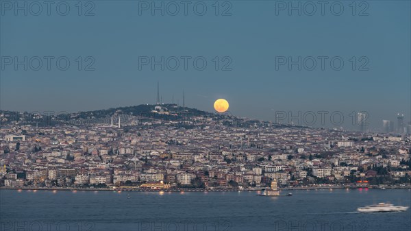 View of the district Ueskuedar with rising moon