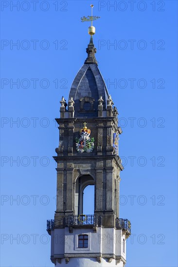 Coat of arms of the Electorate of Saxony on the baroque tower from 1718