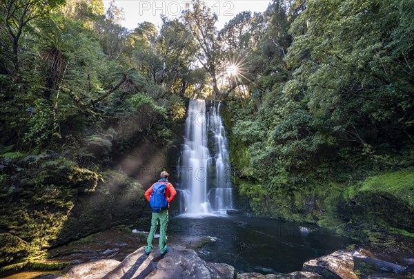 Hiker at McLean Waterfall