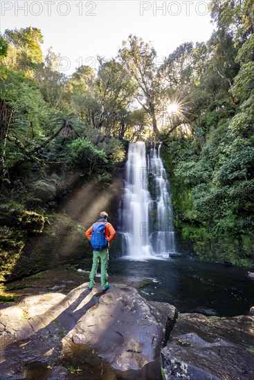 Hiker at McLean Waterfall