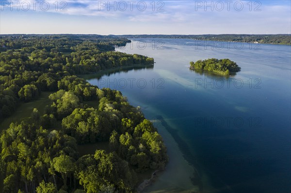 Aerial view of the Rose Island in Lake Starnberg