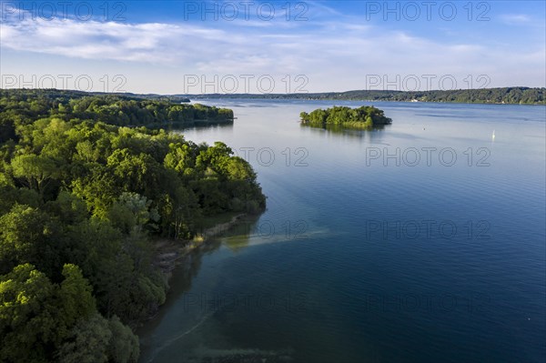 Aerial view of the Rose Island in Lake Starnberg