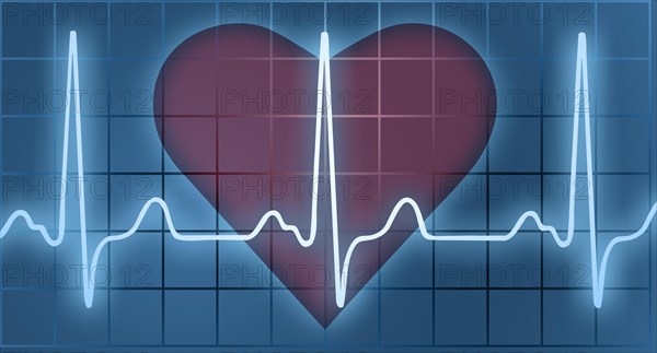 ECG in front of heart symbol