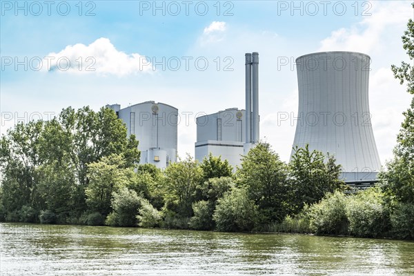 Cooling tower and boiler houses at coal-fired power plant