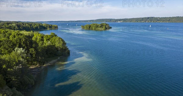 Aerial view of the Rose Island in Lake Starnberg