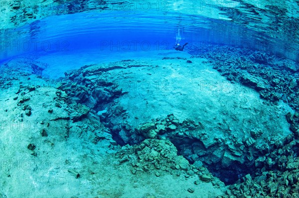 Divers in the Silfra Lagoon