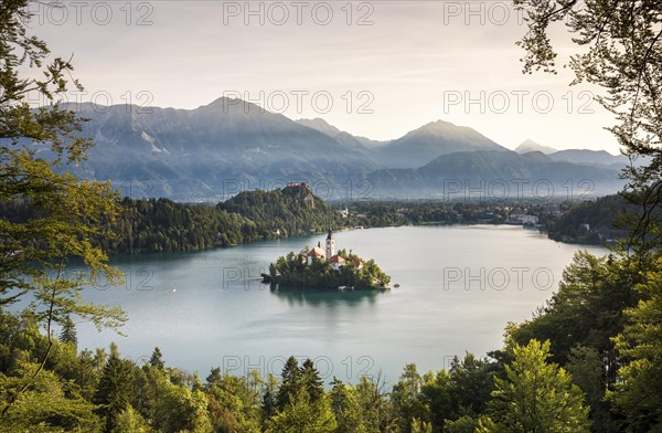 Lake Bled with the island Blejski Otok with St. Mary's Church